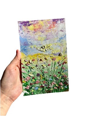 Abstrakte Blumenlandschaft Impasto Ölgemälde/ultra zeitgenössische Miniatur/Kunst