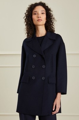 Women's coat Max Mara virgin wool/cashmere dark blue it 44 de 40 NP 990.00