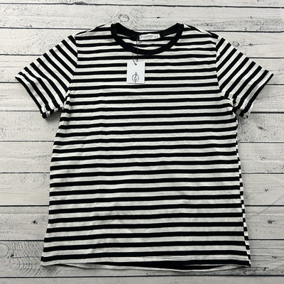 NEW Stradivarus Short Sleeve Striped T Shirt Women's Medium Black White