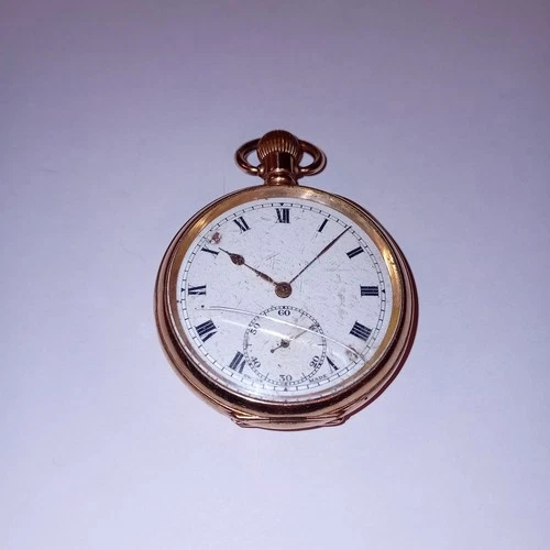 VINTAGE DENNISON MOON CASE 2 PLATES 10ct GOLD POCKET WATCH 15 JEWELS SWISS MADE