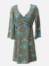 ALLEGRA HICKS FLORAL V-NECK DRESS, WOVEN BAND , WOMEN'S 2