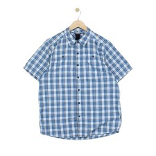 North Face Plaid Shirt Mens Size L Blue Short Sleeve Outdoor