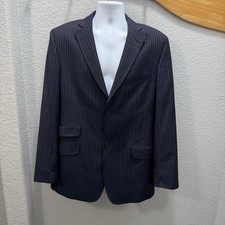 Ted Baker Endurance Blazer Mens 42L 100 Wool Navy Blue Stripes