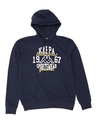 KAPPA Mens Graphic Hoodie Jumper 2XL Navy Blue Cotton NY09