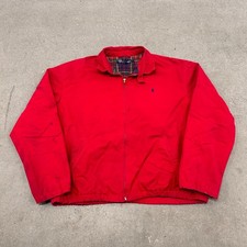 Vintage Polo Ralph Lauren Harrington Jacket Mens Large Red Plaid Lined Full Zip
