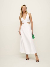 Reformation Samara Linen Dress With Open Waist Cutout