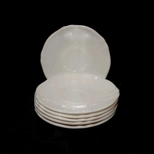 Set/6 arcopal France Milk Glass Saucers  5.5" Ruffled Edge Indiv. Numbered