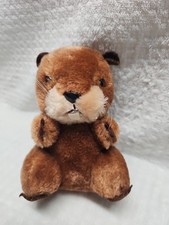 Vintage Woody Beaver Plush Russ Berrie  Co Toy Stuffed Animal 5.5  Korea 70  s