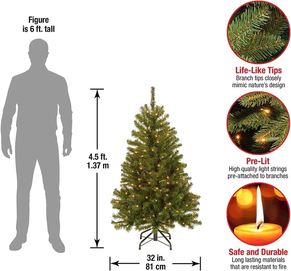 4.5ft North Valley Spruce Pre-Lit Christmas Tree 200 Lights 🎄 - Image 3 of 4