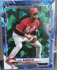 2021 Bowman Chrome Sapphire Edition Jose Garcia RC #14 Blue Ice Cincinnati Reds