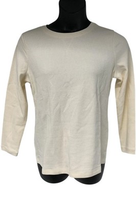 Denim & Co. Women's Essentials Waffle Knit LongSlv Top Vanilla Cream