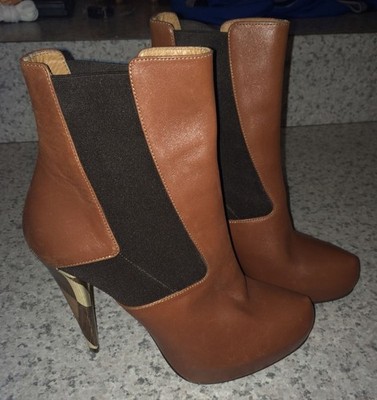 FENDI Wuthering Heights Platform Brown Ankle High Heel Bootie NEW Womens 8  39.5