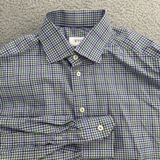 Eton Dress Shirt Mens Large 16 41 L/S Button-Up Green Purple Check