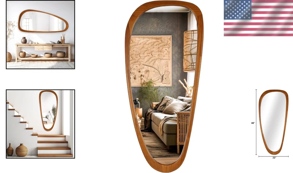 Espejo Asimétrico Largo Completo Espejo de Pared Decorativo Boho Moderno 48x22 Foto 2 de 4