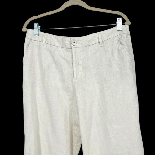 GARNET HILL Women's White Linen Wide Leg Pants 6P Beachy Vacation Festival - Picture 2 of 7