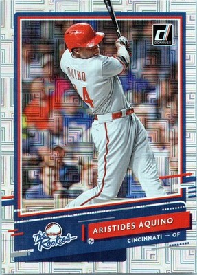 ARISTIDES AQUINO RC 2020 DONRUSS THE ROOKIES VECTOR #R-4 CINCINNATI REDS