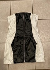 NWT Windsor Revved Up Racer Faux Leather White And Black Size Large Zip Up Dress
