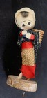 Vtg Miniature Japanese Woman Cloth Doll Carrying Basket  on Wood Base 3.75” — photo 6