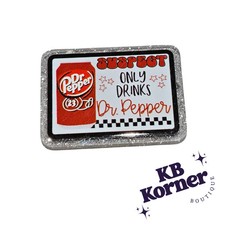 Acrylic Glitter Flatbacks- Suspect Only Drinks Dr. Pepper