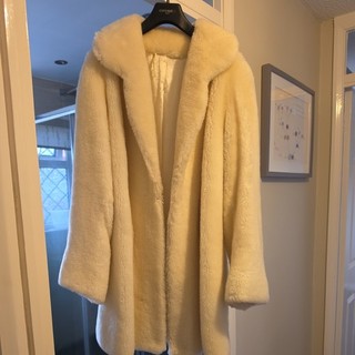 1959 Vintage Astraka Faux Fur Coat cream Size 14/16 UK Made In England.
