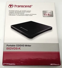 NEW Open Box Transcend Portable CD/DVD Writer 8XDVDS-K N1857 C9