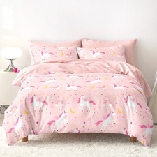 - Unicorn Bedding Set for Girls, Cute Unicorn Rainbow Stars, Soft Lightweight...