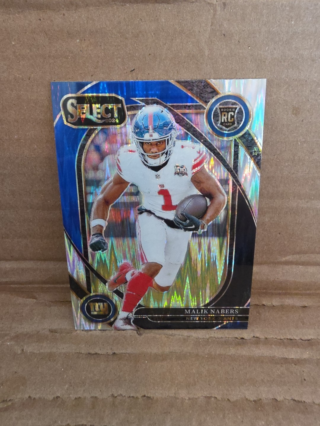 Malik Nabers 2024 Panini Select Blue & Black Shock Club Level Rookie Giants
