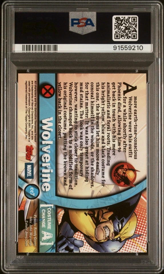2001 Topps Marvel Legends Costume Change #7 Wolverine PSA 10 💎 🔥 RARE 🔥 - Image 2 of 3