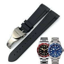 Black Rubber Strap for Tudor Black Bay, Pelagos, Heritage - 22mm