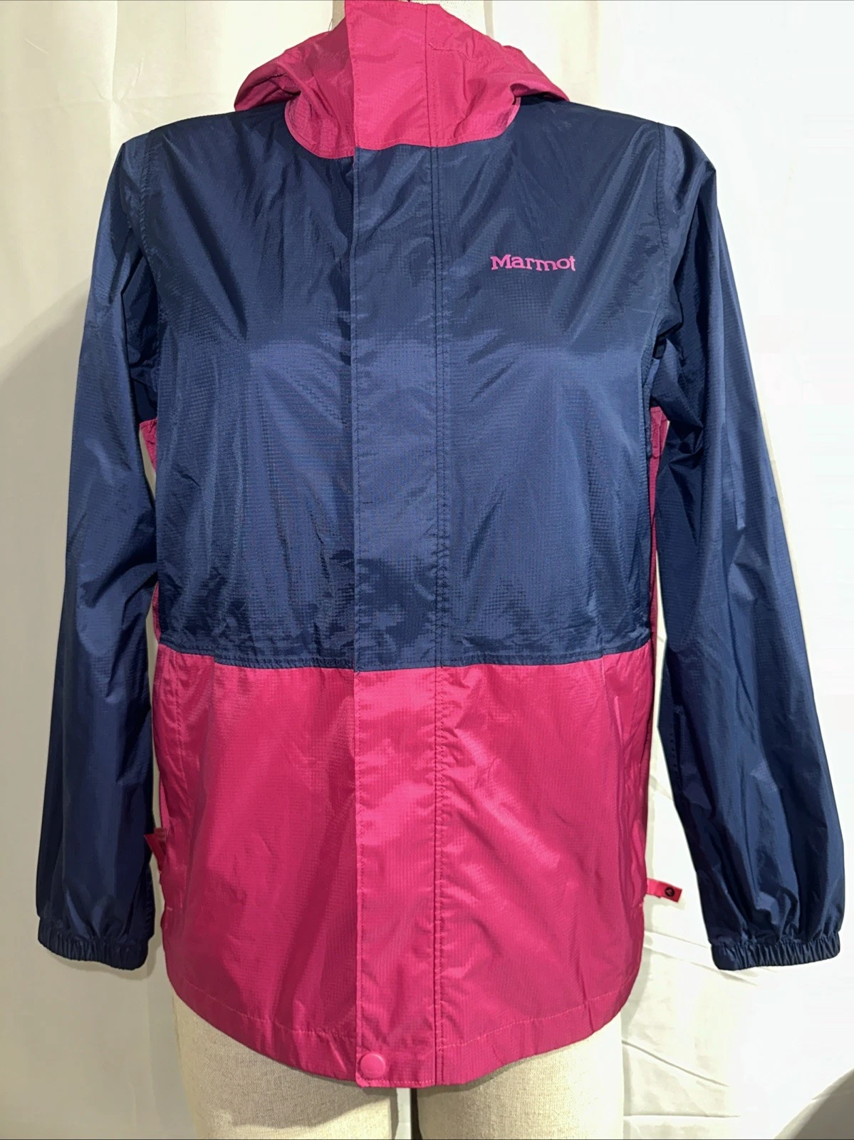 Marmot Rain Jacket Lightweight Girls Size XL Blue/pink