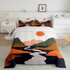 Boho Comforter Set for Girls Women Youth,Minimalist Bedding Set,Geometric Mou...