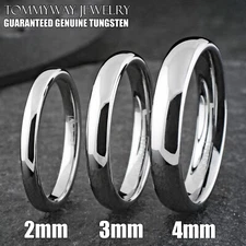 Tungsten Carbide Thin Comfort Fit Polished Plain Band Wedding Ring 2mm 3mm 4mm