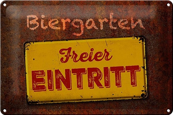 Blechschild Spruch 30X20 Cm Biergarten Freier Eintritt Deko Schild Tin Sign-image