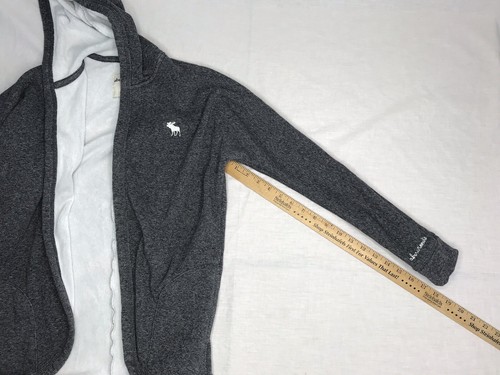 Abercrombie Kids Gray Fleece Cardigan Hoodie Sweater Size 11/12 Pockets - Picture 7 of 11