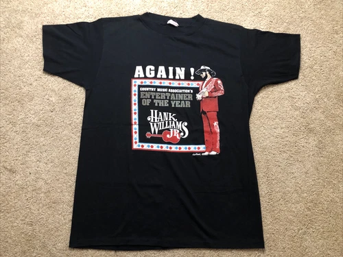 HANK WILLIAMS JR Shirt Large CMA Entertainer of the Year Vintage vintage concert t-shirt, vintage, size L, single stitch, B+ condition