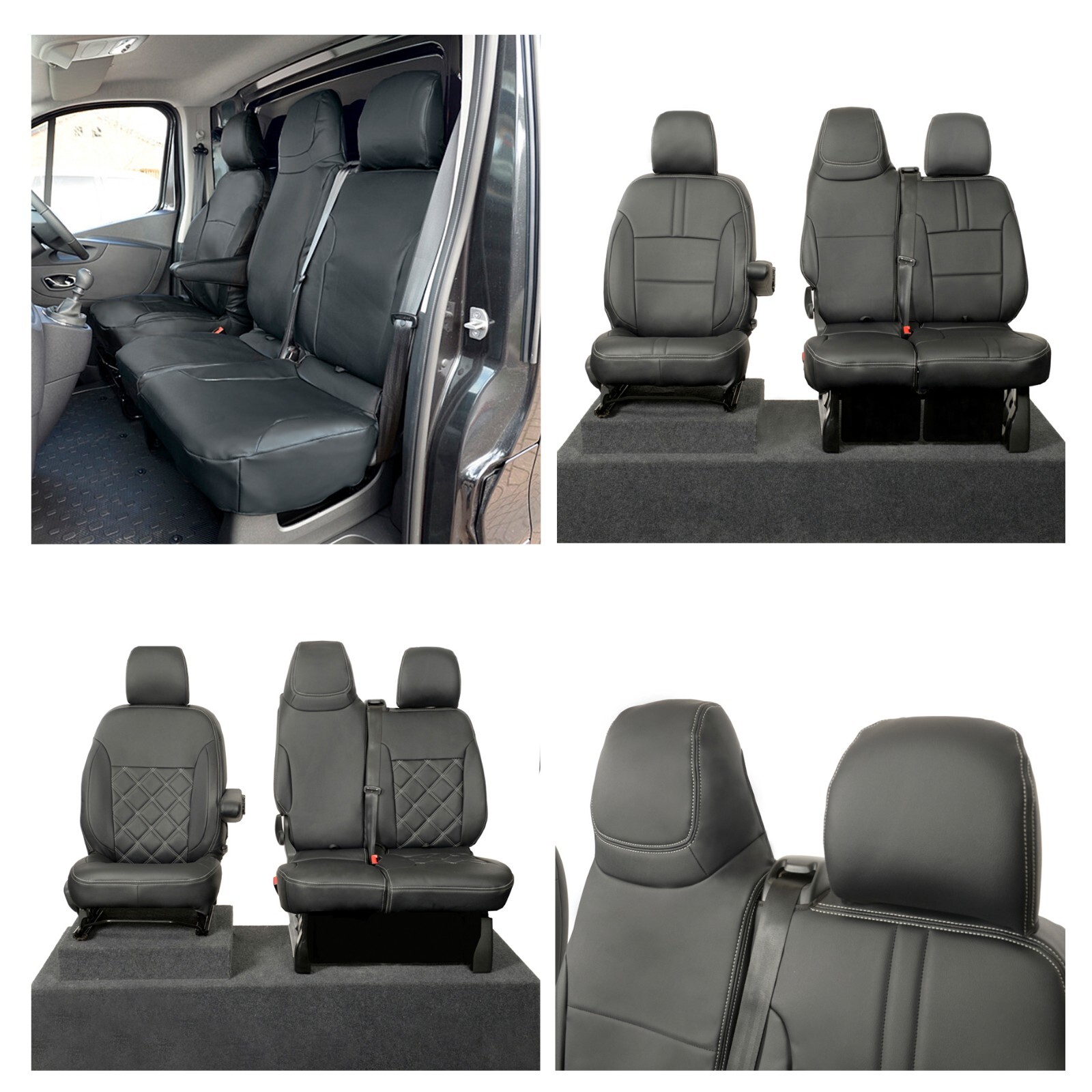 VAUXHALL VIVARO SEAT COVERS FRONT LEATHERETTE TAILORED (ALL YEARS ALL