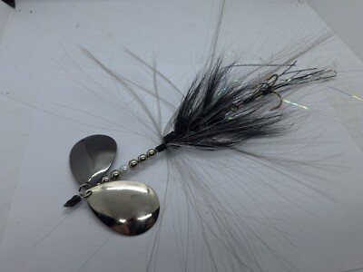 8.5'' Binsfeld Get The Net Fire Fly 8s Skunk Smoke Nickel Bucktail Musky Lure
