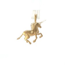14k Yellow Gold Unicorn Charm Necklace Pendant  1.4g