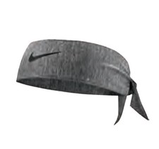 New Nike Swoosh DRI-Fit Head Tie 2.0 Headband Charcoal Heather Tennis Running