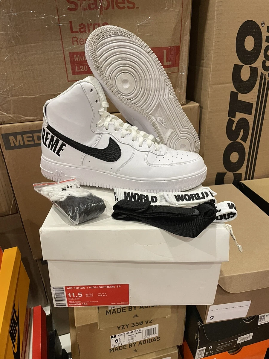 Nike Air Force 1 High Supreme World Famous White Size 11.5 (698696-100)