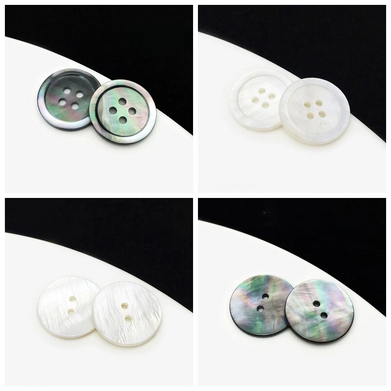 5PCS Natural Shell Buttons Fastener 2/4 Holes 15/20/20mm for Dress Shirt Costume - Image 2 of 4