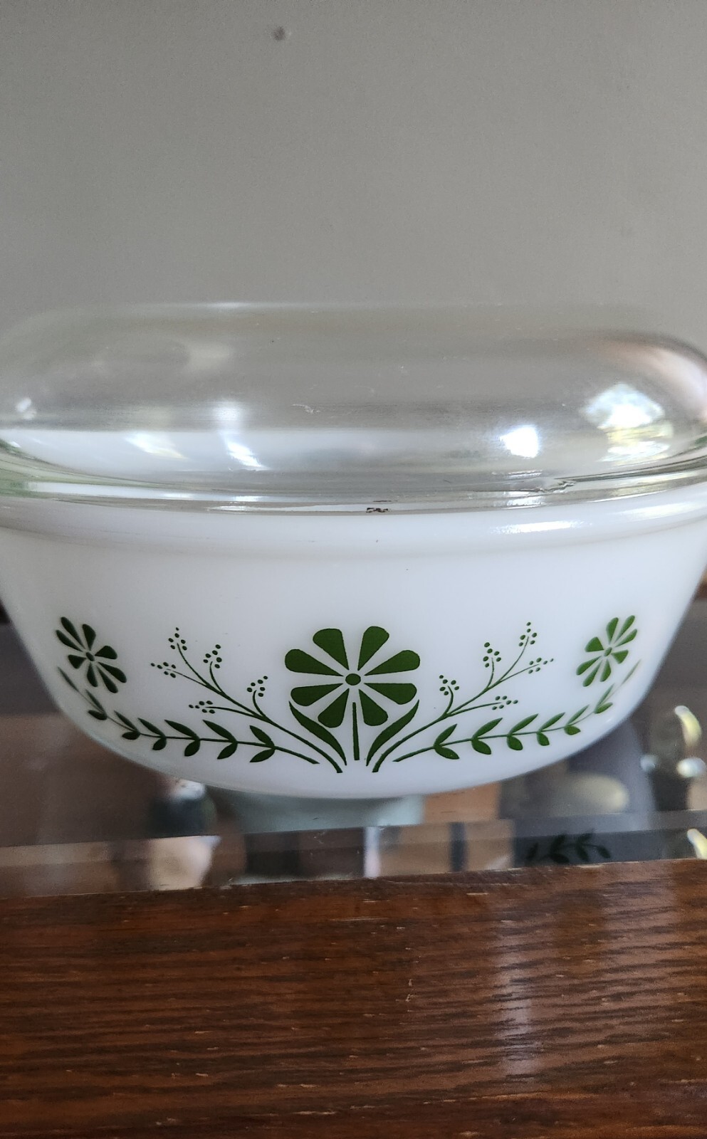Oven Were 514 Casserole Dish With Lid Green Flowers & Leaves 10"×8¾"