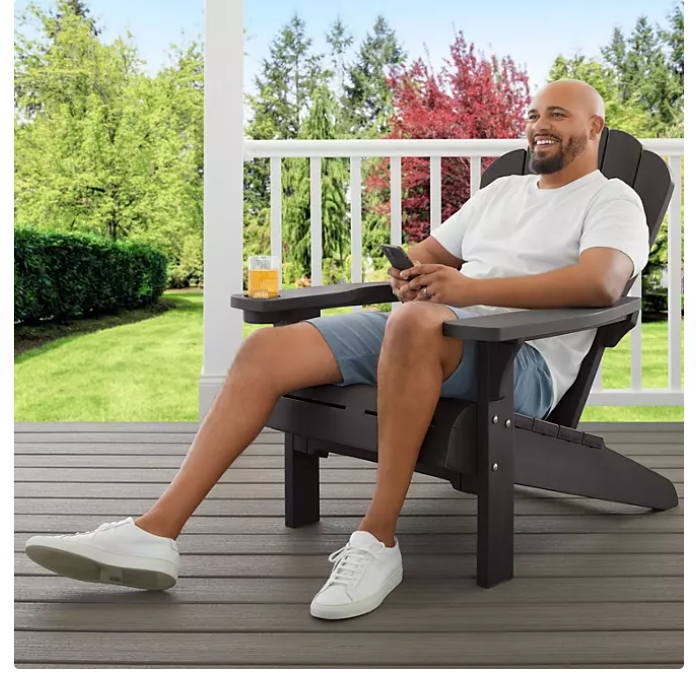 Keter Everest Adirondack Chair with Integrated Cupholder, Brown