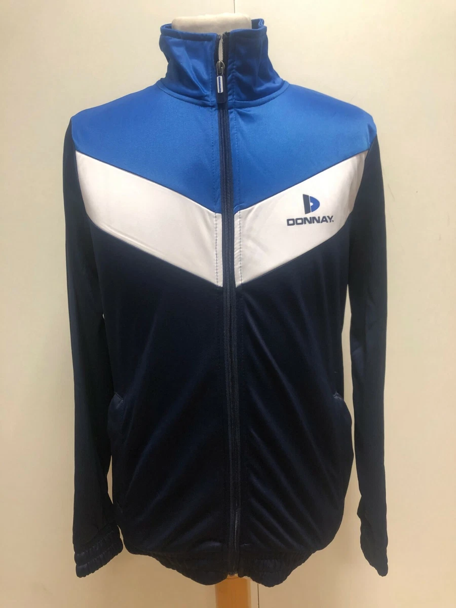 L754 MENS VINTAGE DONNAY BLUE WHITE FULL ZIP TRACKSUIT JACKET UK S