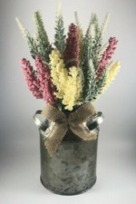 Farmhouse Milk Can Lavender Flower Galvanized Vase Wedding Home Bouquet Decor
