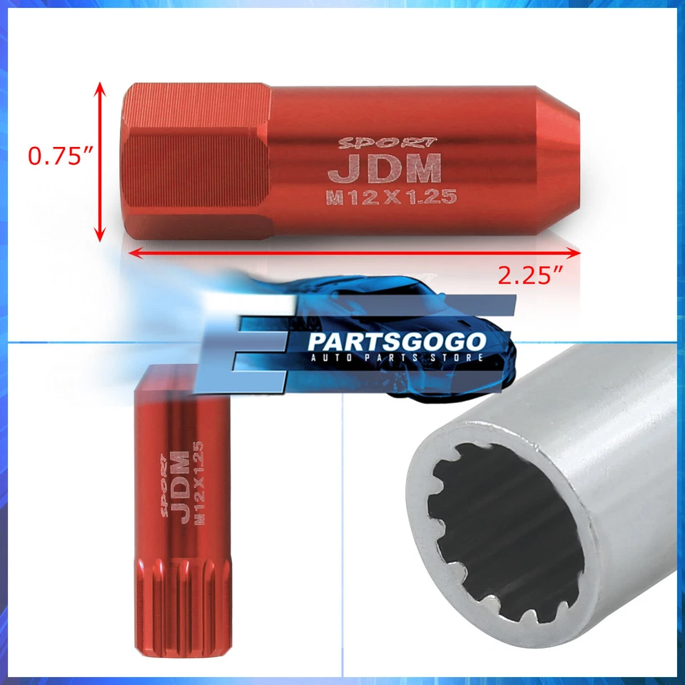 For Subaru 12X1.25 Locking Lug Nuts Thread Pitch Drag Rim Set Red Foto 2 de 3