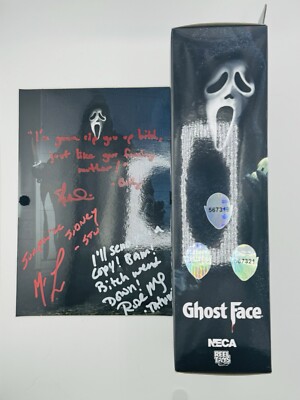 NECA ULTIMATE GHOST FACE AUTOGRAPHED WITH QUOTES BY ROSE, SKEET AND MATHEW!!