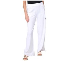 Denim  Co. Beach Jersey Wide Leg Pant With Slits White