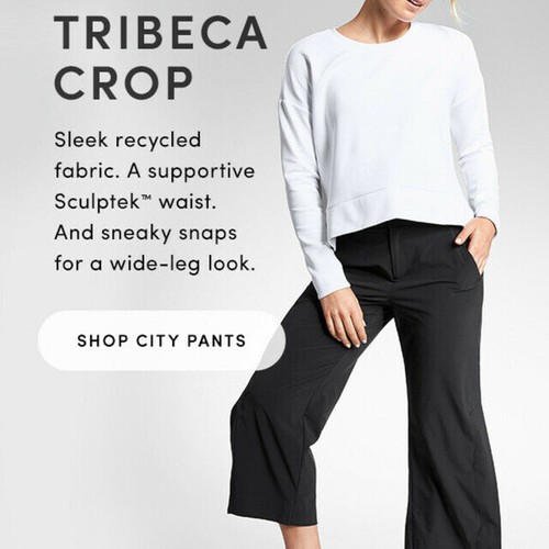 ATHLETA Black Tribeca Crop Pants, Snaps 