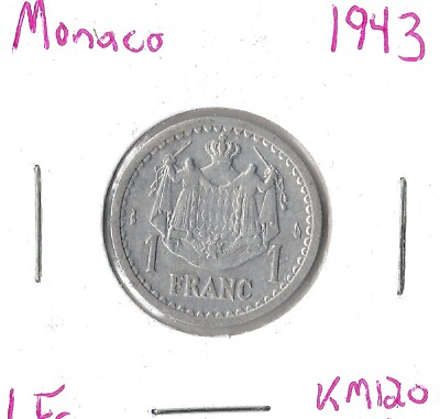 Coin Monaco 1 Franc 1943 KM120